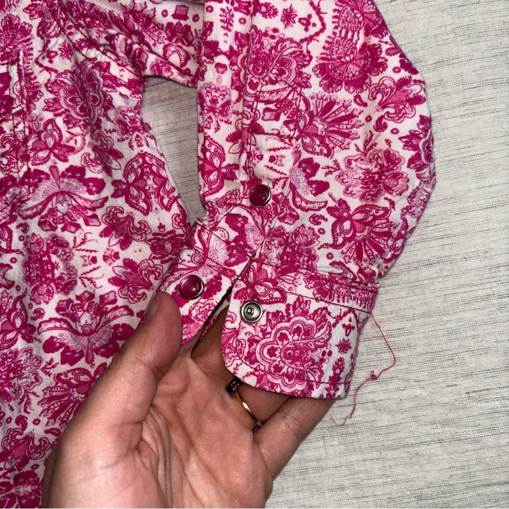 Cowgirl Hardware Western Floral Button-Down Shirt Pink & White Size 4T - Picture 4 of 8